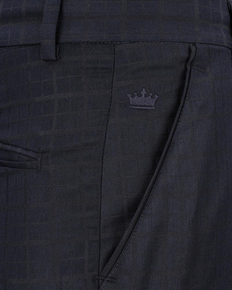 Bleached Cedar Navy Blue subtle Plaid Single Breasted Suit