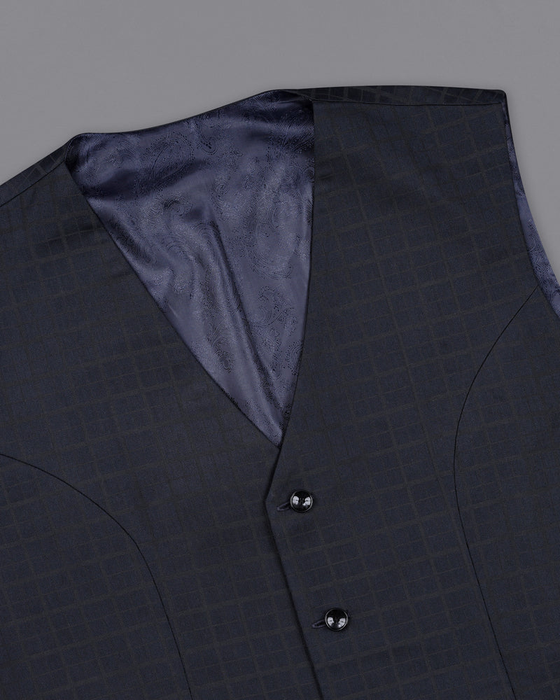 Bleached Cedar Navy Blue subtle Plaid Single Breasted Suit