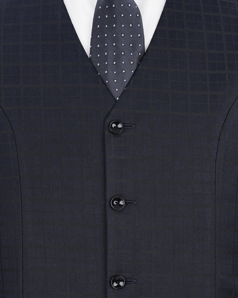 Bleached Cedar Navy Blue subtle Plaid Single Breasted Suit