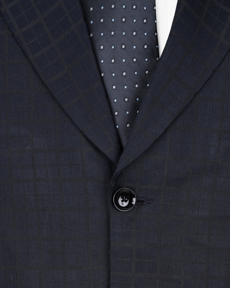 Bleached Cedar Navy Blue subtle Plaid Single Breasted Suit