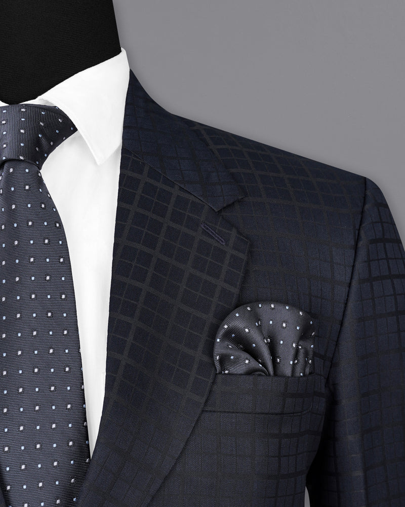 Bleached Cedar Navy Blue subtle Plaid Single Breasted Suit