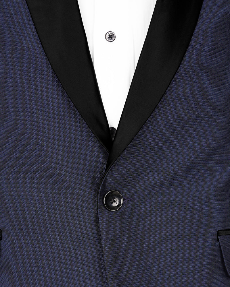 Gunmetal Navy Blue with Black Lapel Tuxedo Suit