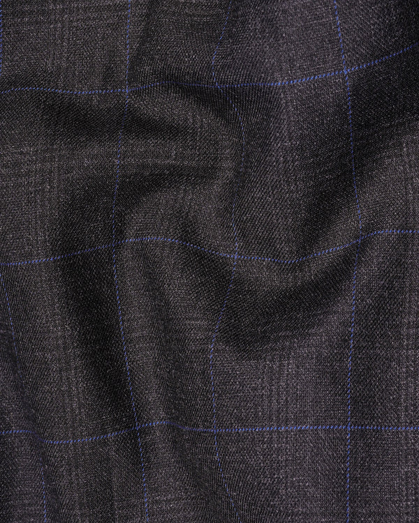 Eclipse Gray Windowpane Cross Buttoned Bandhgala Suit