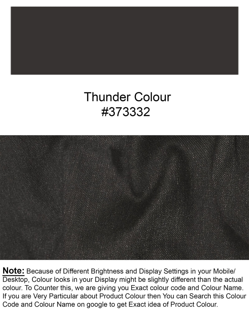 Thunder Gray Cross Buttoned Bandhgala Suit