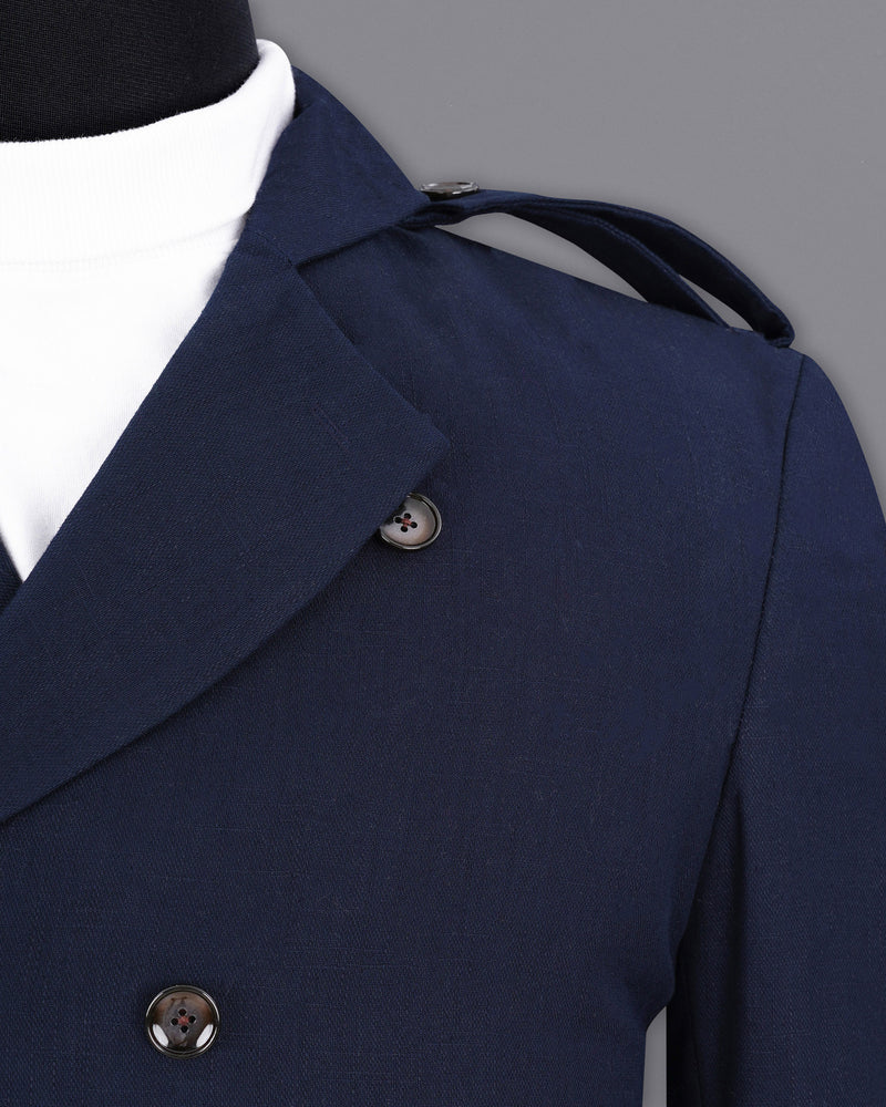 Bleached Cedar Blue Double Breasted Premium Cotton Designer Suit