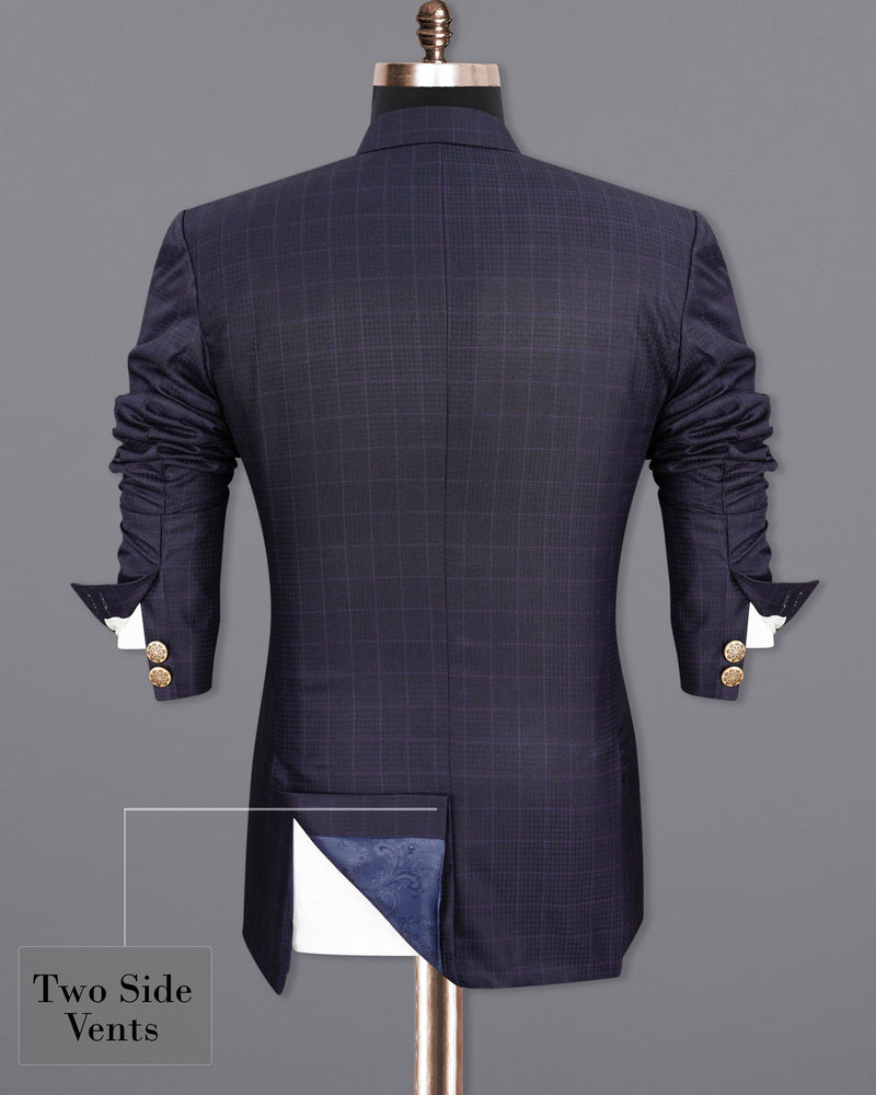 Gravel Gray Windowpane Cross-Buttoned Bandhgala Suit