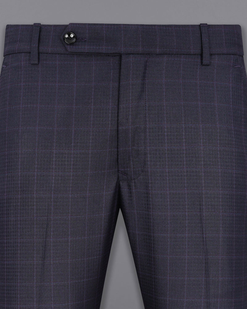 Gravel Gray Windowpane Cross-Buttoned Bandhgala Suit