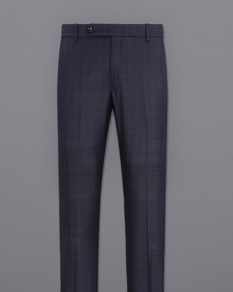 Gravel Gray Windowpane Cross-Buttoned Bandhgala Suit