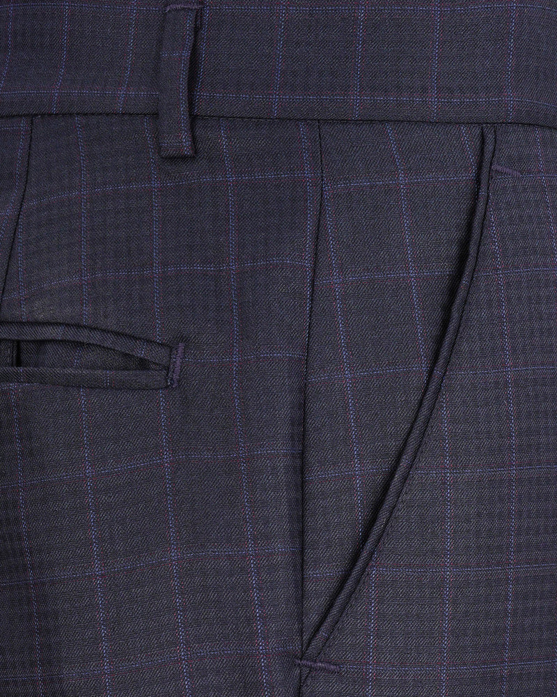 Gravel Gray Windowpane Cross-Buttoned Bandhgala Suit