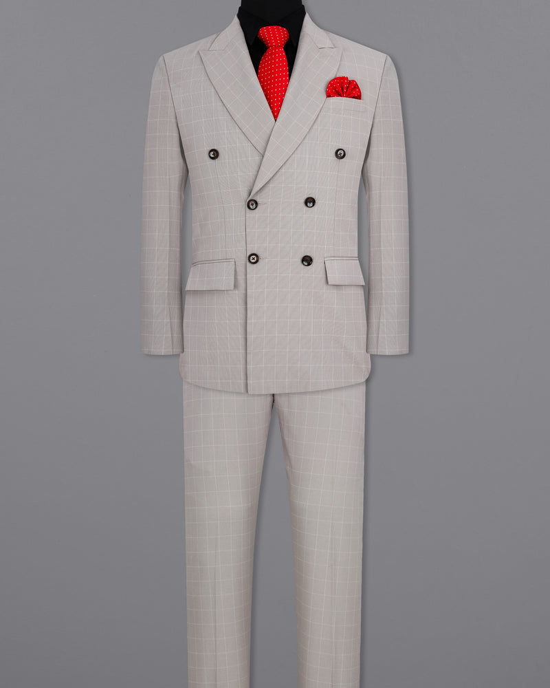 Martini Gray Checkered Double Breasted Suit