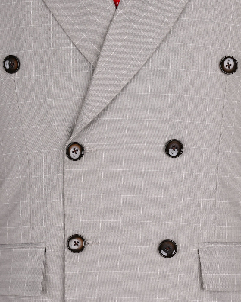 Martini Gray Checkered Double Breasted Suit