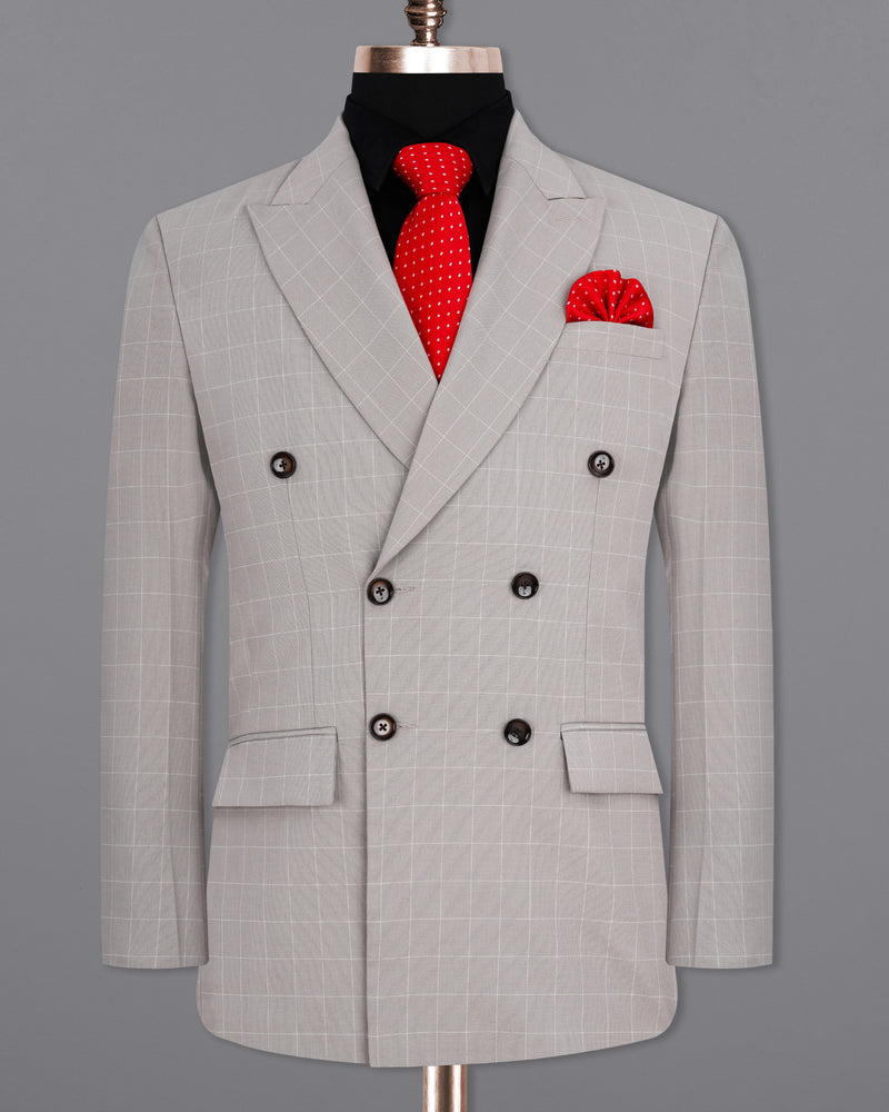 Martini Gray Checkered Double Breasted Suit