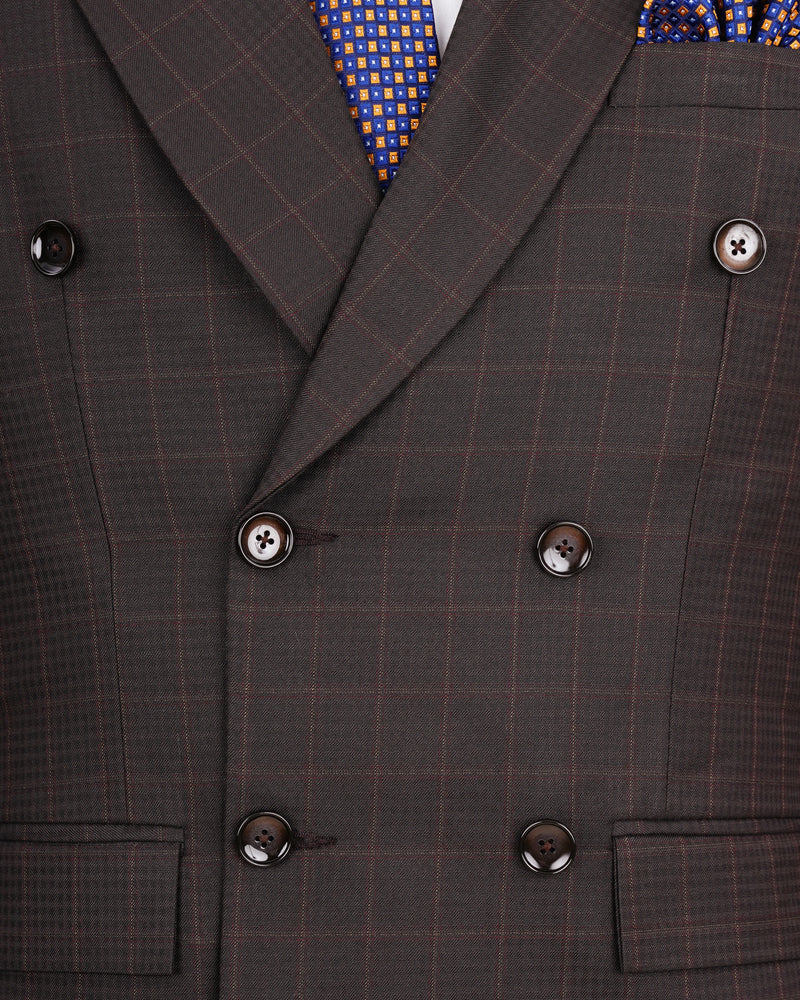 Thunder Brown Subtle Checkered Double Breasted Suit