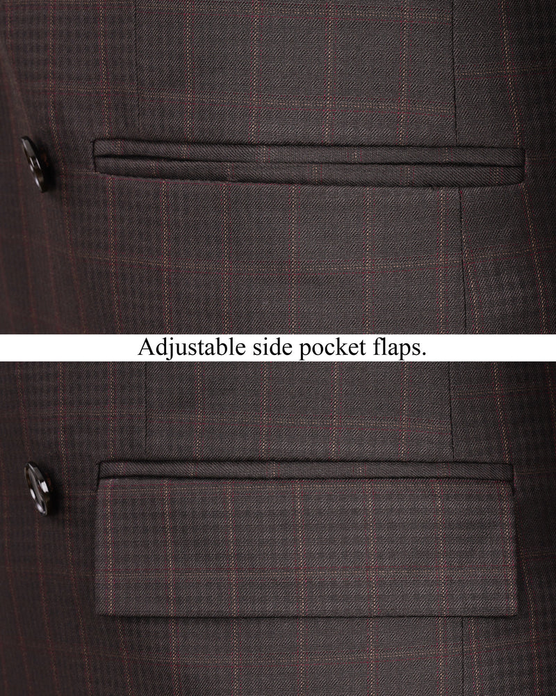 Thunder Brown Subtle Checkered Double Breasted Suit