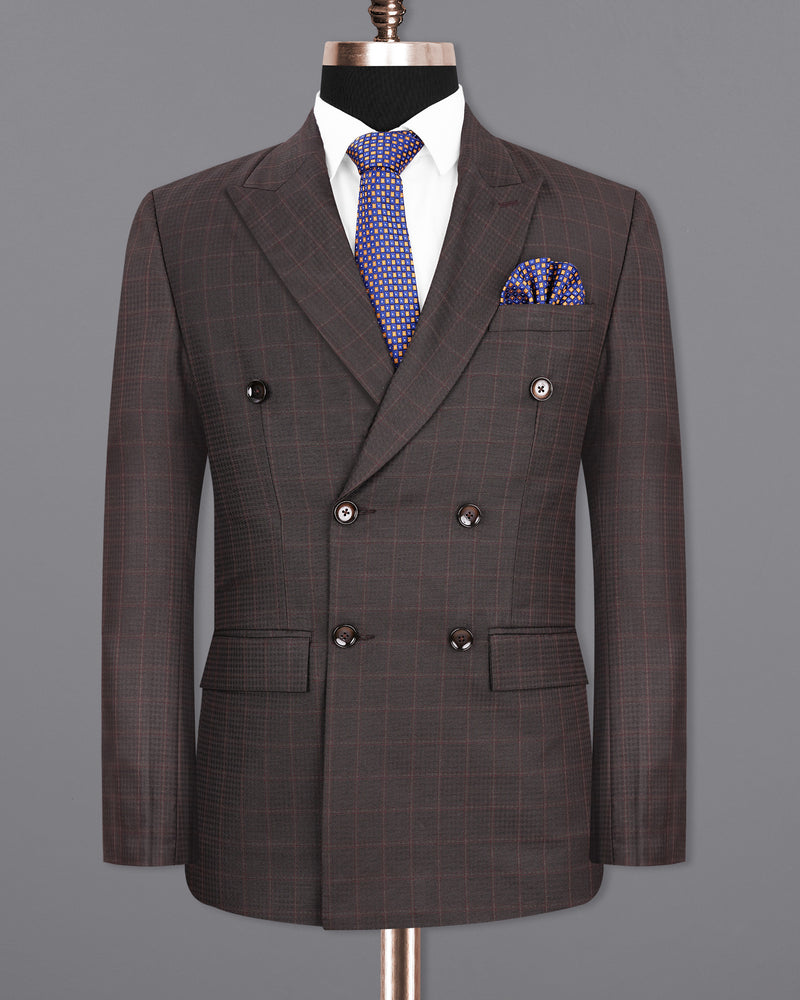 Thunder Brown Subtle Checkered Double Breasted Suit