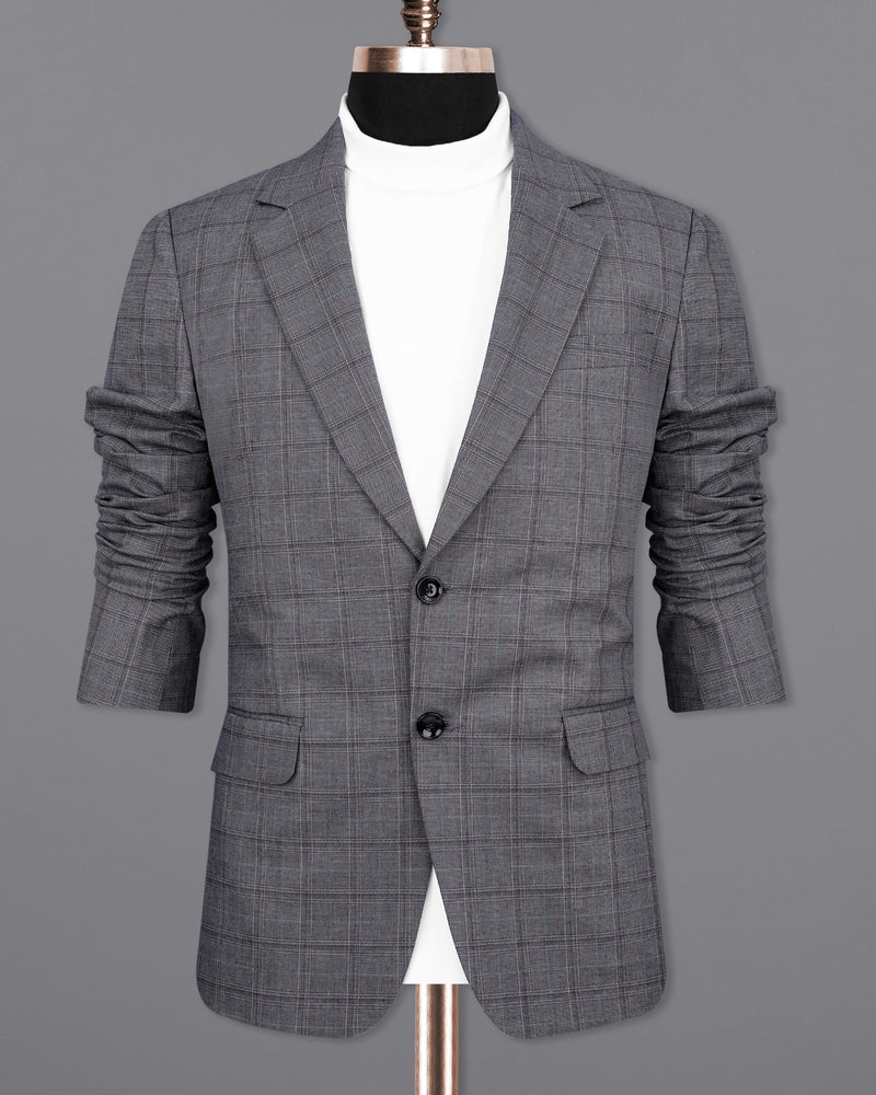 Mobster Grey Windowpane Premium Cotton Suit