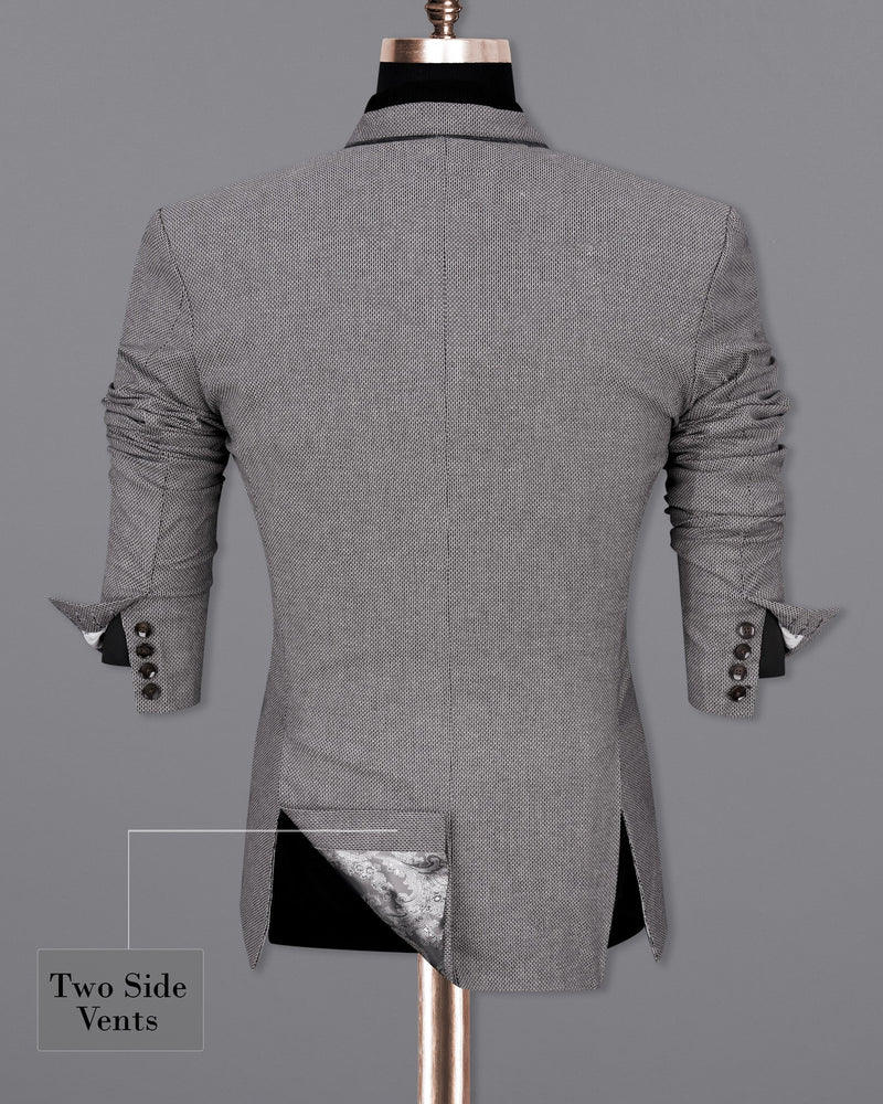 Pale Slate Gray and Black Premium Cotton Double Breasted Suit