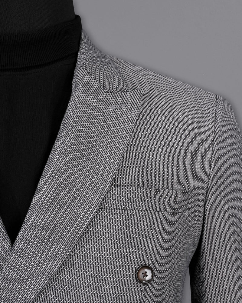 Pale Slate Gray and Black Premium Cotton Double Breasted Suit