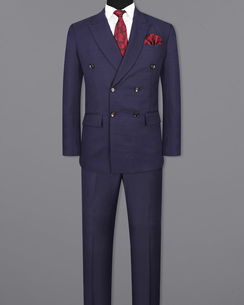 Baltic Sea Dark Violet Double Breasted Suit