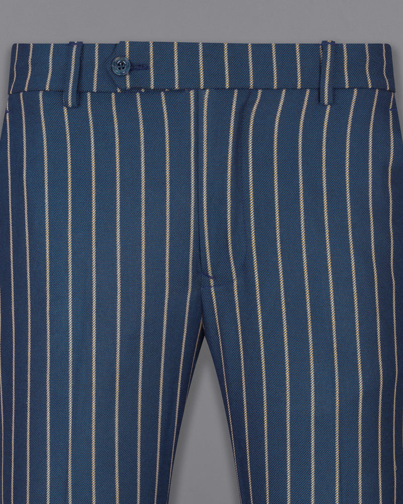 Limed Spruce Blue Striped Double Breasted Suit