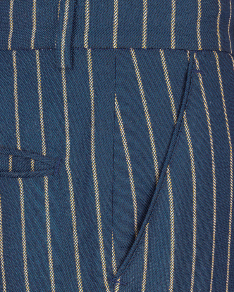 Limed Spruce Blue Striped Double Breasted Suit