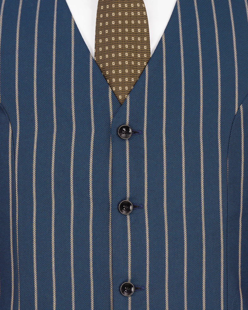 Limed Spruce Blue Striped Double Breasted Suit