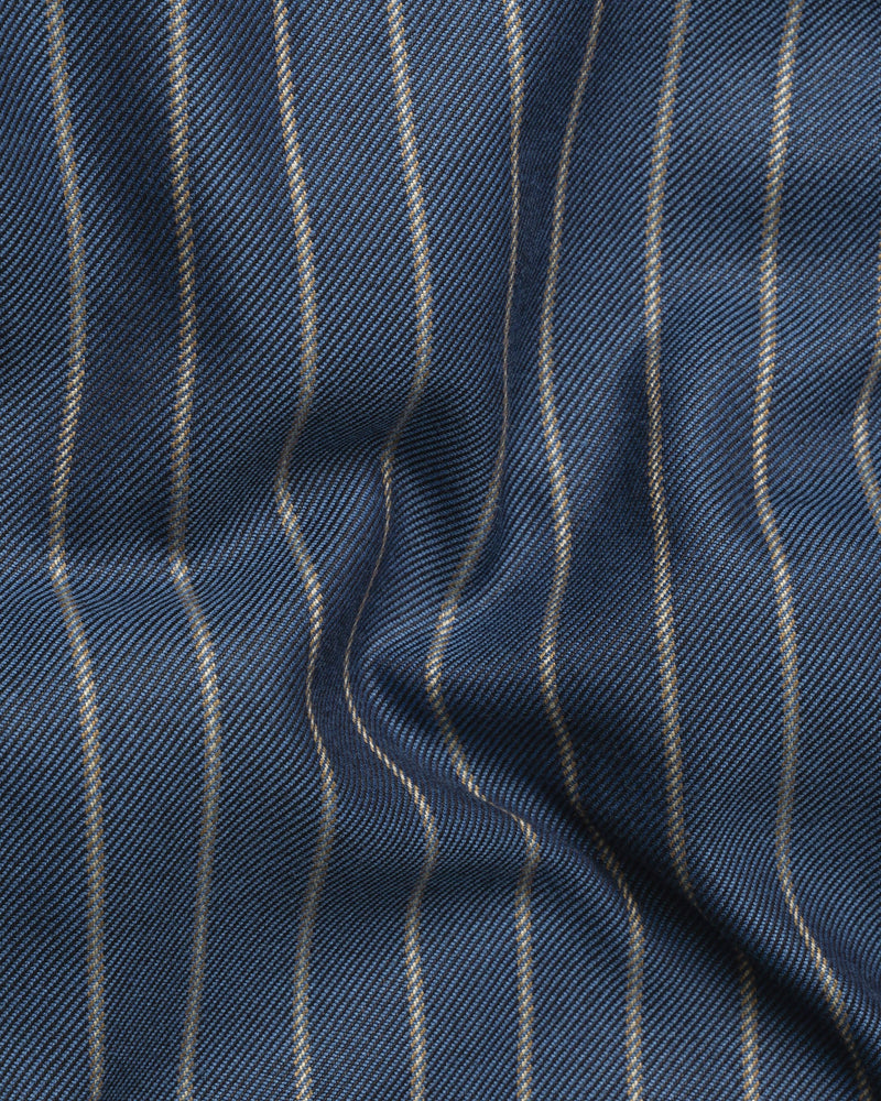 Limed Spruce Blue Striped Double Breasted Suit