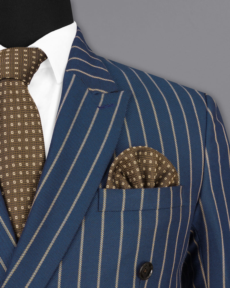 Limed Spruce Blue Striped Double Breasted Suit