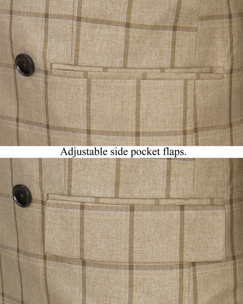 Rodeo Dust Brown Windowpane Double Breasted Suit