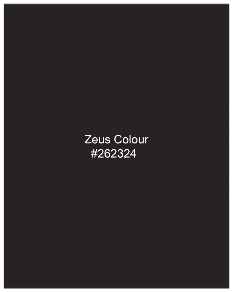 Zeus Light Black Windowpane Cross Buttoned Bandhgala Suit