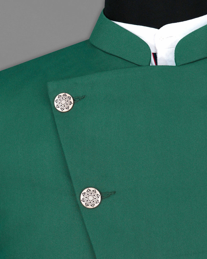 Stromboli Green Cross Buttoned Bandhgala Suit