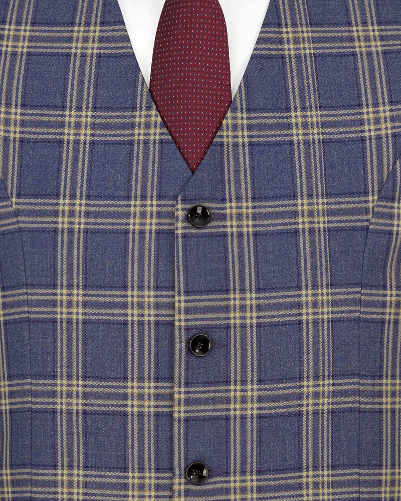 River Bed Blue with Tallow Brown Plaid Single Breasted Suit