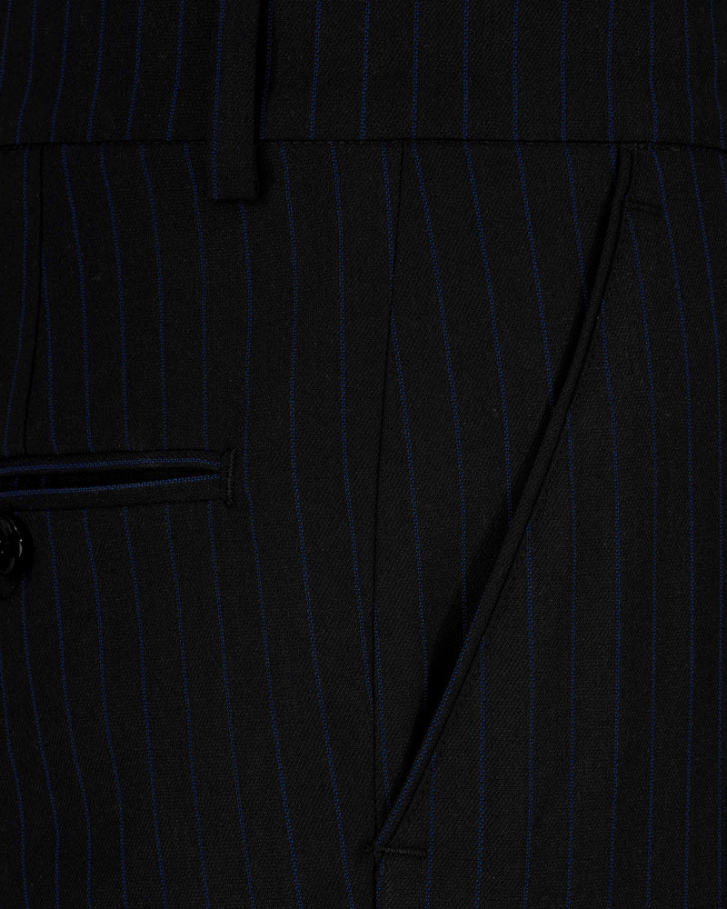Jade Black with Cloud Burst Blue Striped Single Breasted Suit