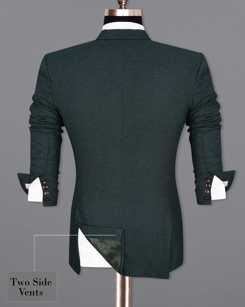 Outer Space Green Double-Breasted Pure Wool Suit