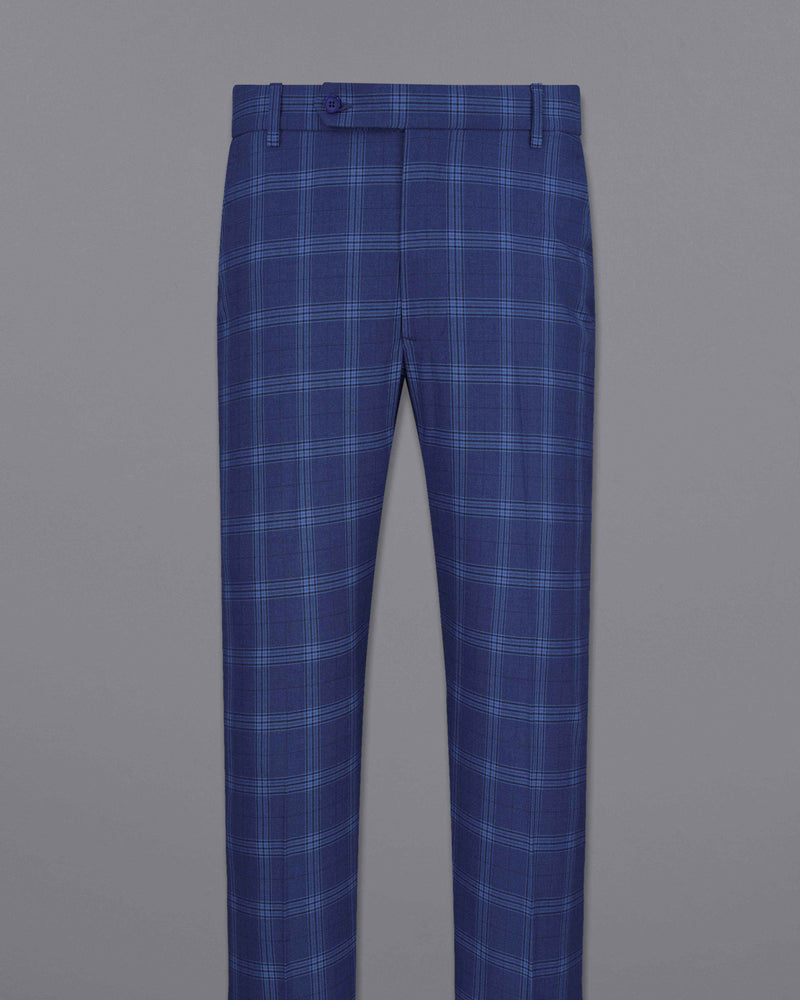 Rhino Blue Plaid Single Breasted Suit