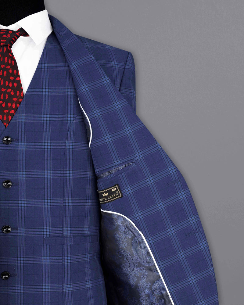 Rhino Blue Plaid Single Breasted Suit