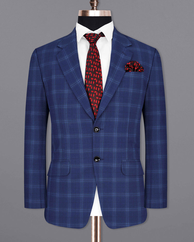 Rhino Blue Plaid Single Breasted Suit