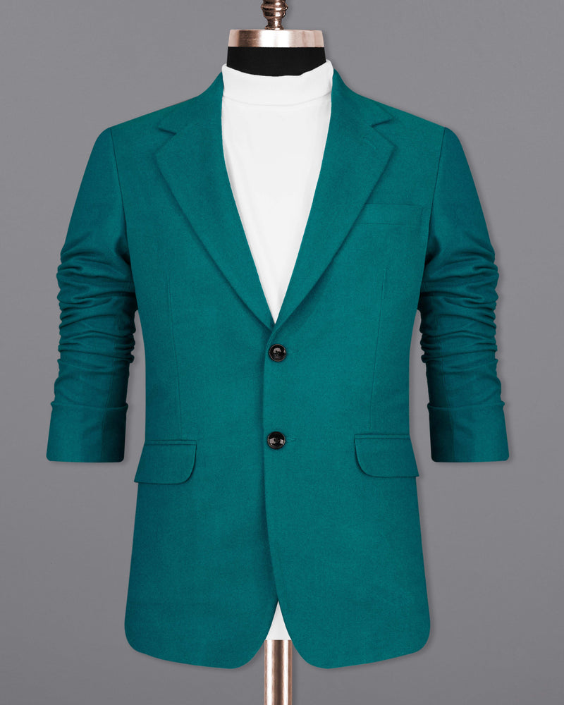 Turquoise Pure Wool Single Breasted Suit