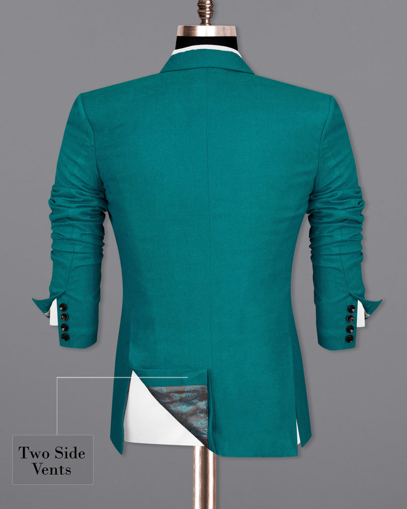 Turquoise Pure Wool Single Breasted Suit