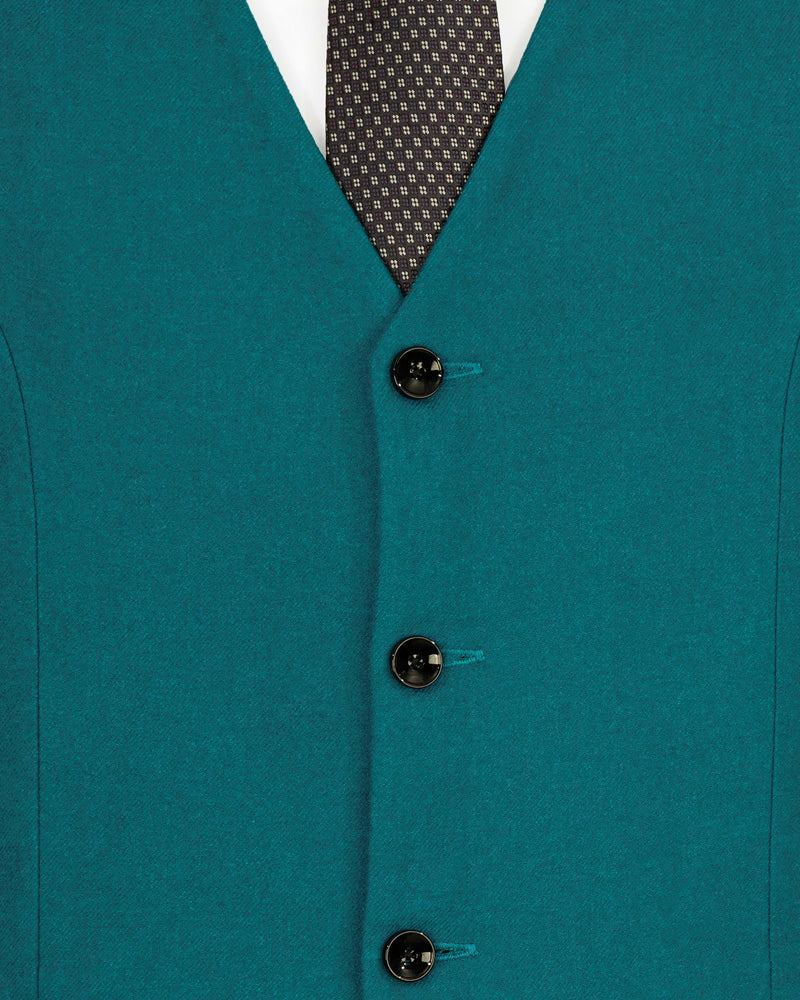 Turquoise Pure Wool Single Breasted Suit