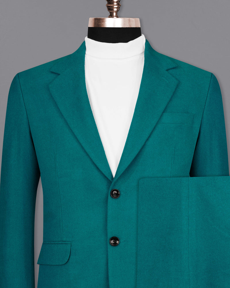 Turquoise Pure Wool Single Breasted Suit