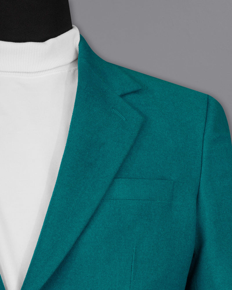 Turquoise Pure Wool Single Breasted Suit