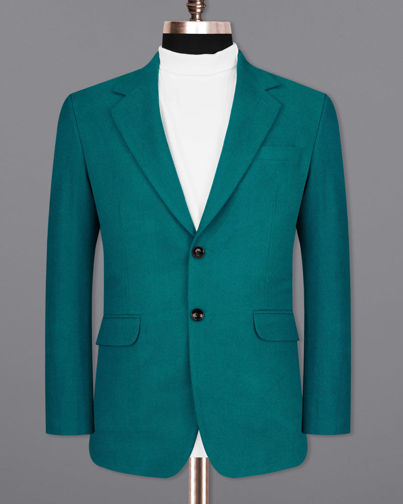 Turquoise Pure Wool Single Breasted Suit