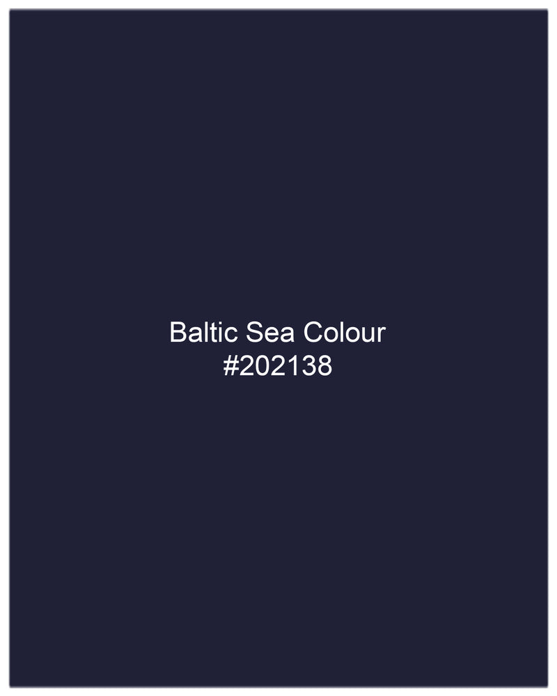 Baltic Sea Blue Windowpane Cross Buttoned Bandhgala Suit