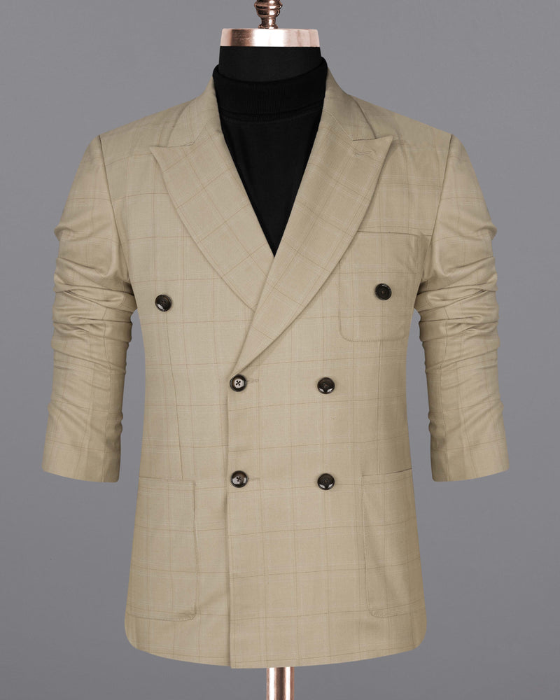 Bronco Cream Windowpane Double Breasted Sports Suit