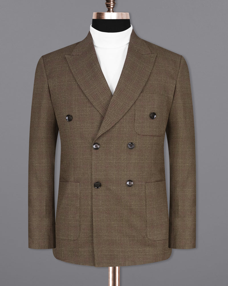 Hemlock Brown Plaid Double Breasted Wool Sports Suit