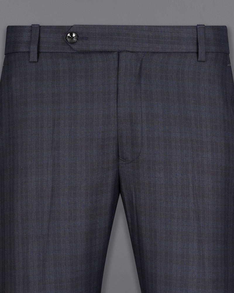 Cloud Burst Navy Blue with Iridium Gray Plaid Double Breasted Suit