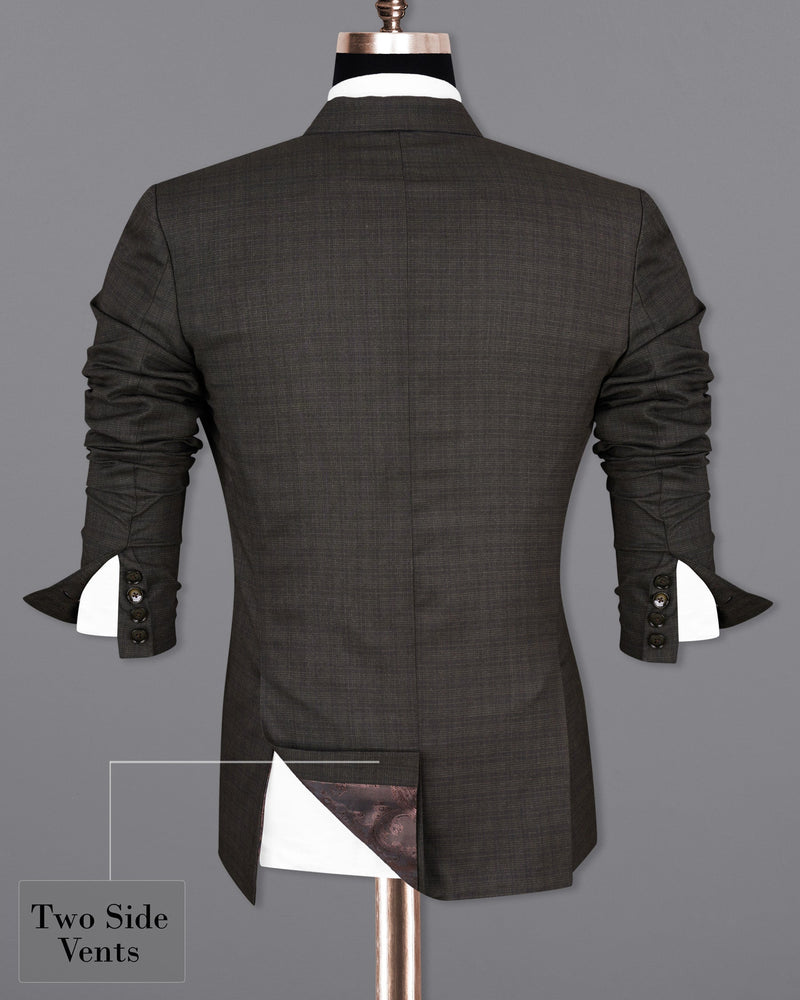 Emperor Gray with Hemlock Dark Brown Checkered Double Breasted Suit