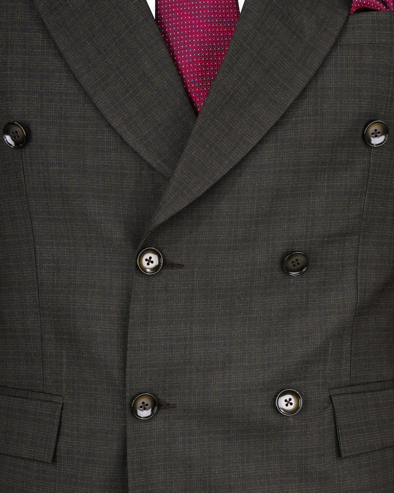 Emperor Gray with Hemlock Dark Brown Checkered Double Breasted Suit