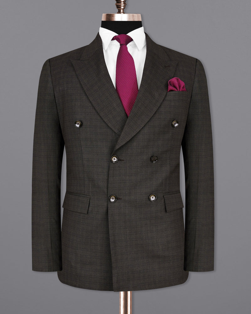 Emperor Gray with Hemlock Dark Brown Checkered Double Breasted Suit